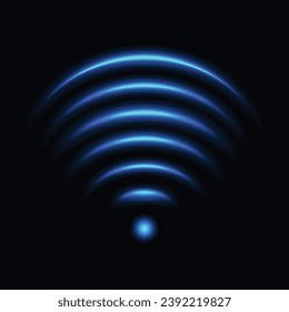 Wi-Fi-Lichteffekt, blauer Lichtsensor Wellen Internet Wireless-Verbindung. Drahtlose Technologie digitales Radar oder Sonar mit leuchtendem Lichteffekt. Vektorgrafik