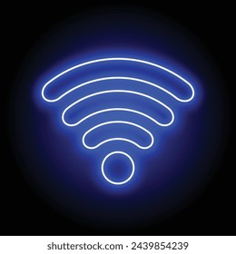 Efecto de luz Wi-Fi, señal azul brillante sensor wifi ondas conexión inalámbrica a internet. Tecnología wi-fi inalámbrica radar digital o sonar con efecto de luz brillante. Vector