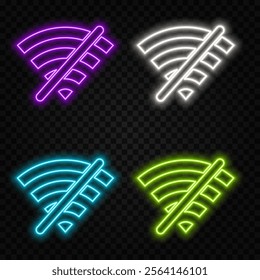 Wi-Fi light effect, Green glowing signal wifi sensor waves internet wireless connection. Wireless wi fi technology digital radar or sonar with glowing light effect. Vector.