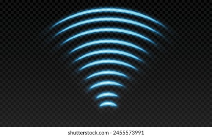 Wi-Fi-Lichteffekt, drahtlose Internetverbindung. Drahtlose Technologie digitales Radar oder Sonar mit Lichteffekt. Vektorgrafik