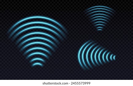 Efecto de luz Wi-Fi, conexión inalámbrica a internet. Tecnología inalámbrica radar digital o sonar con efecto de luz. Vector