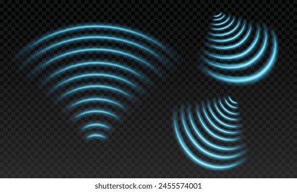 Wi-Fi light effect, internet wireless connection. Wireless technology digital radar or sonar with light effect. Vector