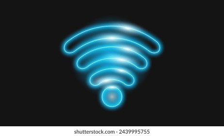 Wi-Fi light and wireless networking concept. Glowing signal wifi sensor waves internet wireless connection. Wireless wi fi technology digital radar or sonar with glowing light effect. Vector.