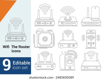 WIFI das Line Art Set und Vektorgrafik Design des Routers