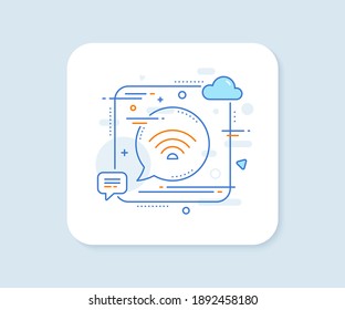 Icono de línea Wifi. Botón de vector cuadrado abstracto. Señal de Internet Wi-Fi. Símbolo de red inalámbrica. Icono de línea Wifi. Concepto de burbuja de discursos. Vector