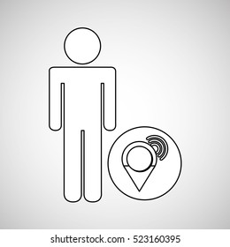 wifi locate destination icon silhouette man vector illustration eps 10