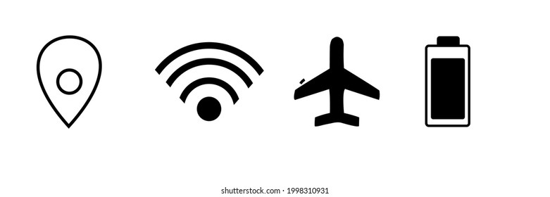 Wifi, Location, Airplane Mode and Battery Phone Icon For Notice or Attention or Notice