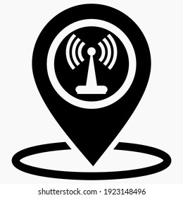 Icono de ubicación Wi-Fi. Punto de acceso a Internet. Geoetiqueta Wifi. Gráficos vectoriales.