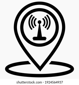 Icono de ubicación Wi-Fi. Punto de acceso a Internet. Geoetiqueta Wifi. Gráficos vectoriales.