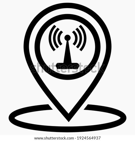 Wi-Fi location icon. Internet access point. Wifi geotag. Vector graphics.