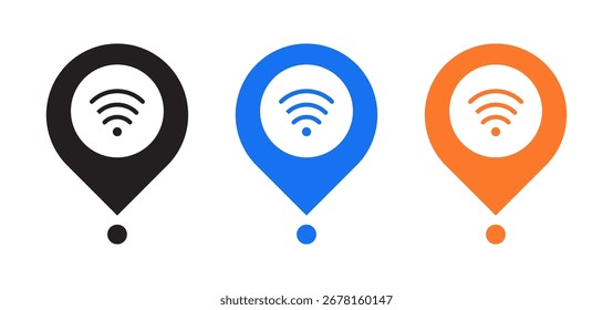 ícone de localização wifi definido isolado no fundo branco