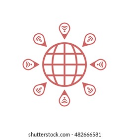 Wifi location icons, vector. Flat design.