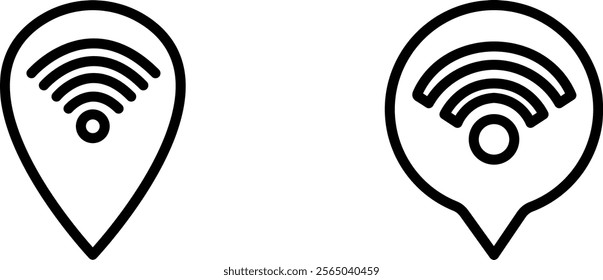 "Wi-Fi Location Line Icons: Modern Vector Set for Digital Navigation"