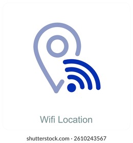 Wifi Location and pin icon concept
