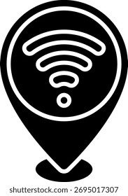 Ícone de pino do local do WiFi para acesso sem fio à Internet