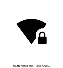 Icono de bloqueo WiFi. Diseño de estilo plano aislado en un fondo blanco. Ilustración del vector