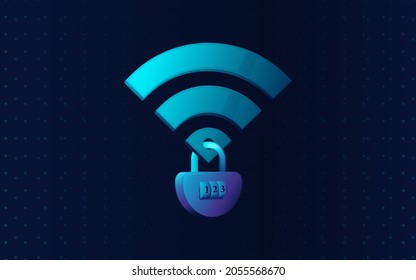 Wifi Lock Icon. Network Icon. Security Wifi Icon. Vector Illustration