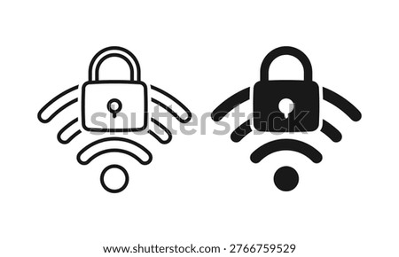 WiFi Lock Icon. Secure Wireless Network and Data Protection. Vector Illustration