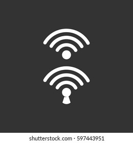 Wifi lock and unlock icon illustration isolated sign symbol. Wifi lock and unlock vector logo. Flat design style. Modern vector pictogram for mobile and web design - stock vector