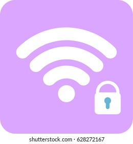 WiFi lock vector icon in blue sqaure background