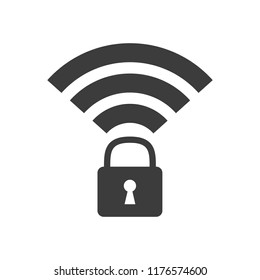 Wifi locked sign on white background. Vector Illustration