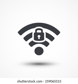 Wifi Locked Sign. Password Wi-fi Symbol. Wireless Network Icon. Wifi Zone. Flat Design Style Icon