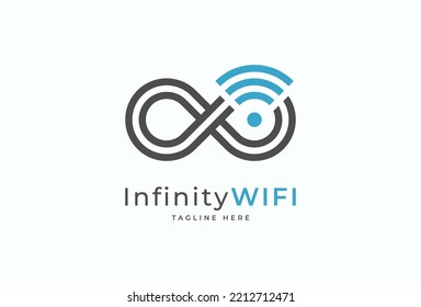 Diseño de logotipo Wifi, infinito con combinación de iconos wifi, elemento de plantilla de logotipo de diseño plano, ilustración vectorial