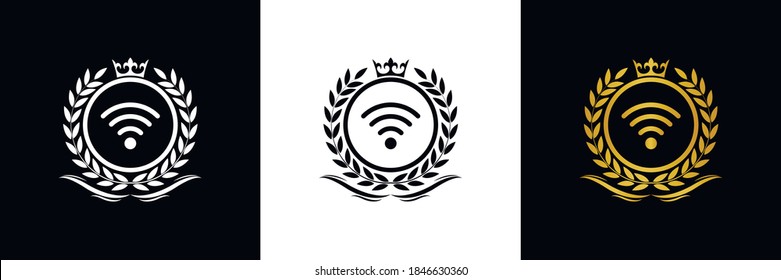wifi logo template luxury royal vector company  decorative emblem with crown  