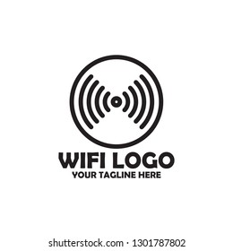 wifi logo vector with wireless icon design wave network