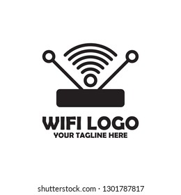 wifi logo vector with wireless icon design wave network