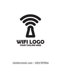 wifi logo vector with wireless icon design wave network