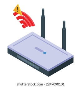 Wifi perdió el icono de conexión vector isométrico. Error de Internet. servicio web