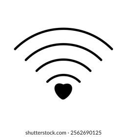 Wifi love icon. Free wifi sign isolated icon. wi-fi network linear icon. signal sign and symbol. Public wifi area solid sign. Wifi icon wireless internet signal element flat symbol