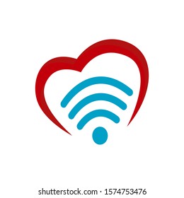 wifi love logo Vector. Heart shape and wifi sign Logo symbol Concept illustration