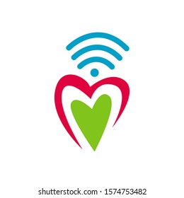 wifi love logo Vector. Heart shape and wifi sign Logo symbol Concept illustration