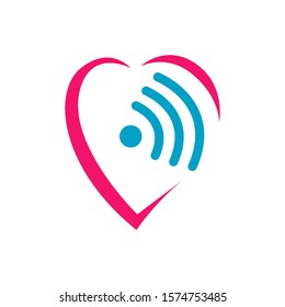 wifi love logo Vector. Heart shape and wifi sign Logo symbol Concept illustration