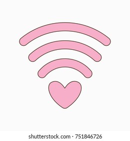 Wi-Fi Love, Spread Love, Saint Valentine's Day Vector Isolate Element