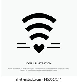 Wifi, Love, Wedding, Heart solid Glyph Icon vector
