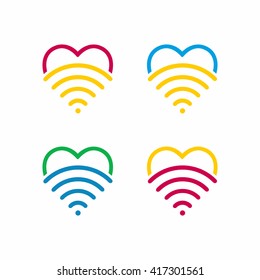 wifi lover logo line with many variations color