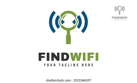 Wifi magnifying glass logo design. Vector