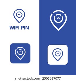 Wifi Map Logo Design Idea - Wifi Network Pin - Signal With Map Pointer For Communication and Location