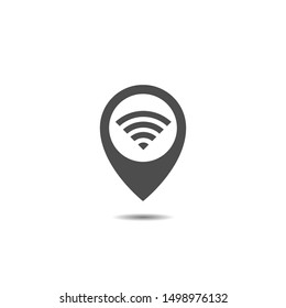 Wifi Map pin icon. Internet zone sign, Vector