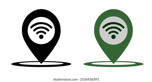 Alfiler de mapa Wi-Fi. Puntero de punto de conexión a Internet - elemento de Vector.