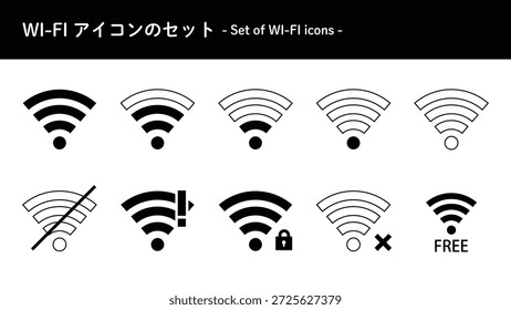 Wi-Fi-Symbol-Set 1. Monochrome Vektorgrafik