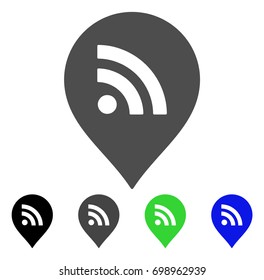Wi-Fi Marker flat vector illustration. Colored wi-fi marker, gray, black, blue, green icon versions. Flat icon style for graphic design.