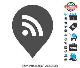 Wi-Fi Marker grey pictograph with free bonus images. Vector illustration style is flat iconic symbols.