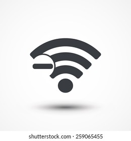 Wifi minus sign. Delete Wi-fi symbol. Wireless Network icon. Wifi zone