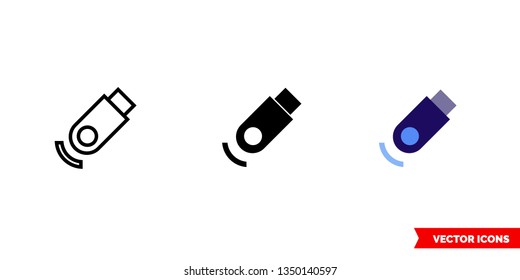 Wi-fi modem icon of 3 types: color, black and white, outline. Isolated vector sign symbol.