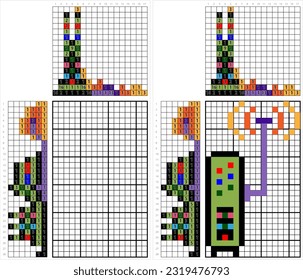 Icono De Módem Wifi Arte De Píxel No-Gráfica, Ilustración De Arte De Vector De Hardware De Red Internet De Enrutador, Gridddlers De Juego De Rompecabezas Lógico, Pic-A-Pix, Pintura De Imagen Por Números, Picross
