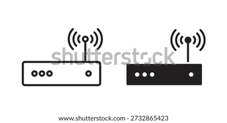 Wifi modem icon pictogram template, Simple outline and filled style.